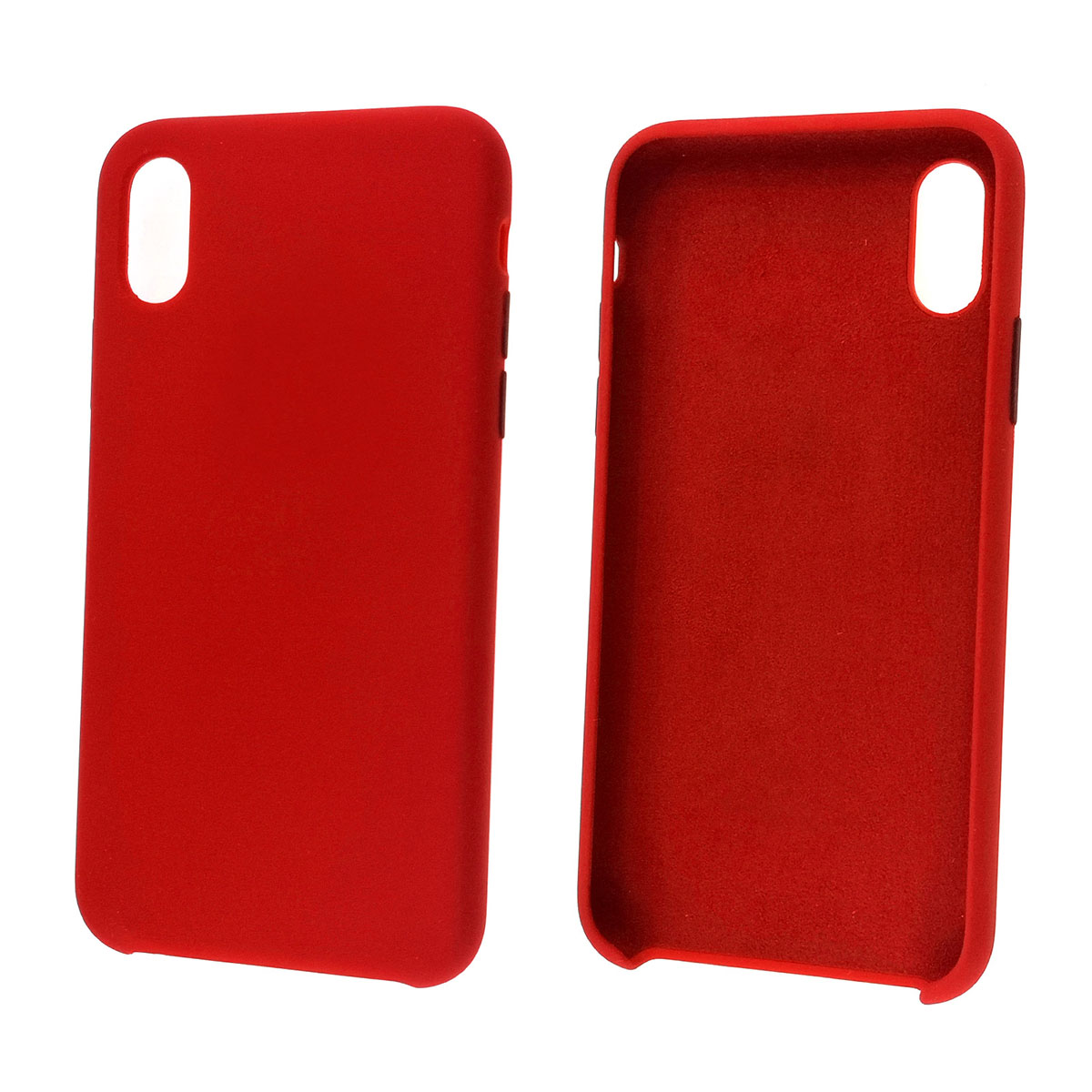 Чехол накладка Silicon Case для APPLE iPhone X, XS, силикон, бархат, цвет красный. Чехол накладка Silicon Case для APPLE iPhone X, XS, силикон, бархат, цвет красный.
