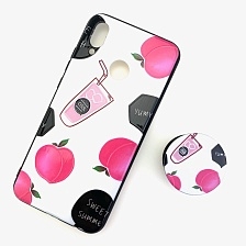 Чехол накладка для HUAWEI P20 Lite, Nova 3E, силикон, с поп сокетом, рисунок Сок.