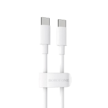 Кабель BOROFONE BX44 USB Type C на USB Type C, 5A, 100W, длина 1 метр, цвет белый Кабель BOROFONE BX44 USB Type C на USB Type C, 5A, 100W, длина 1 метр, цвет белый