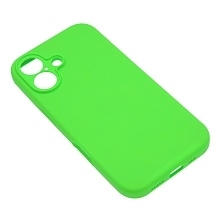 Чехол накладка Silicone Case для APPLE iPhone 16, L-ogo, защита камеры, силикон, бархат, цвет ярко зеленый