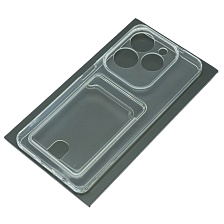 Чехол накладка CARD CASE для INFINIX Hot 40, Hot 40 Pro, защита камеры, силикон, отдел для карт, цвет прозрачный Чехол накладка CARD CASE для INFINIX Hot 40, Hot 40 Pro, защита камеры, силикон, отдел для карт, цвет прозрачный
