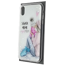 Чехол накладка Vinil для APPLE iPhone XR, силикон, блестки, глянцевый, рисунок Super mom girl MOM Чехол накладка Vinil для APPLE iPhone XR, силикон, блестки, глянцевый, рисунок Super mom girl MOM