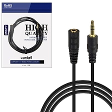 Кабель удлинитель Extension AUX Jack 3.5 мм (папа) на AUX Jack 3.5 мм (мама), длина 1.5 метра, цвет черный