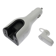 Автомобильное зарядное устройство USB Type-C, с беспроводной гарнитурой водителя S73, цвет белый | все по 150