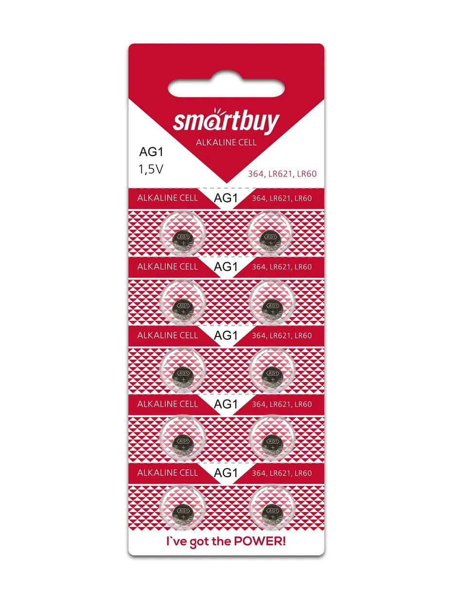Батарейка Smartbuy G01 (SBBB-AG1-10B), LR621, AG1, LR60, 364A