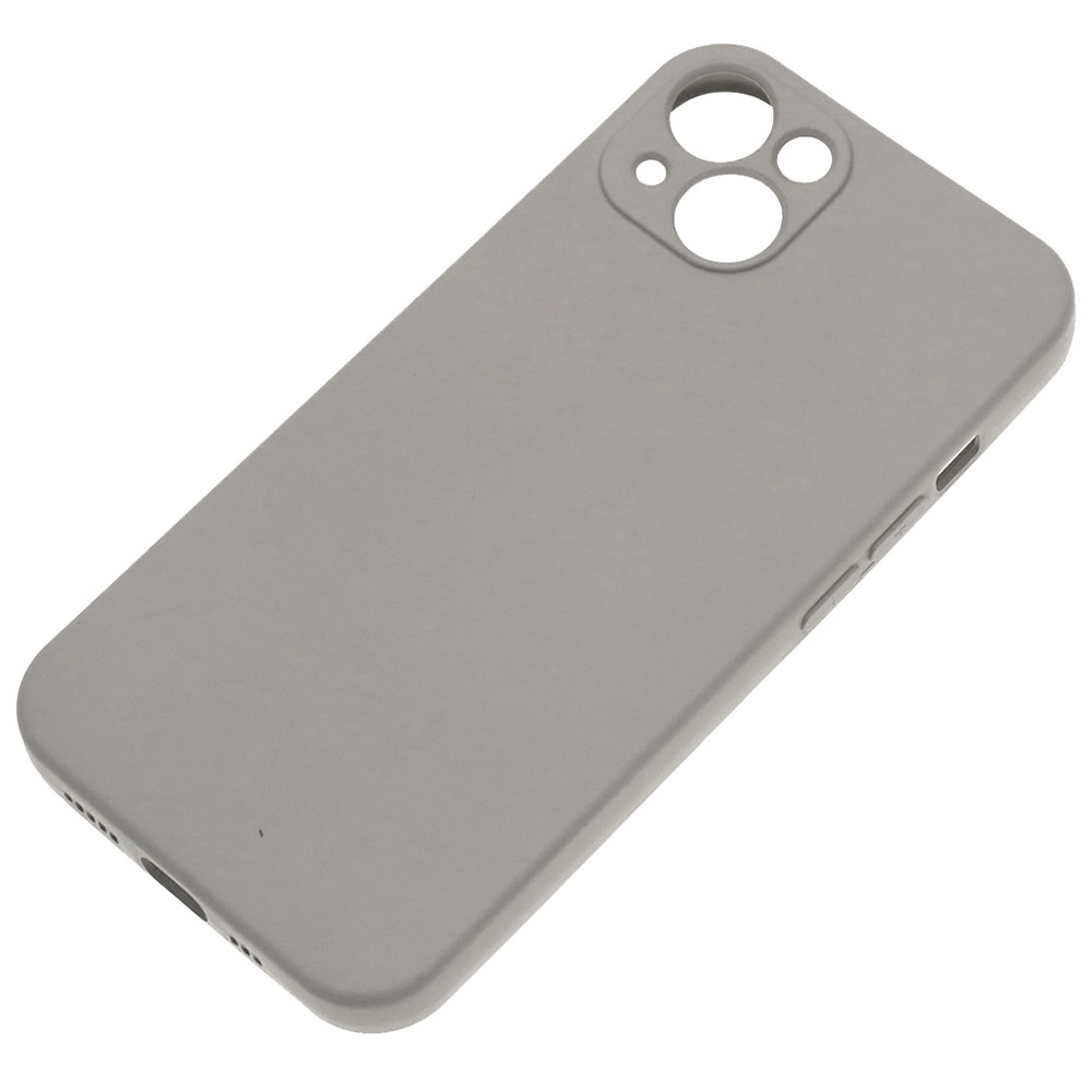 Чехол накладка Silicone Case для APPLE iPhone 13, защита камеры, силикон, бархат, цвет светло серый