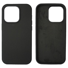 Чехол накладка Silicon Case для APPLE iPhone 14 Pro (6.1"), силикон, бархат, цвет черный