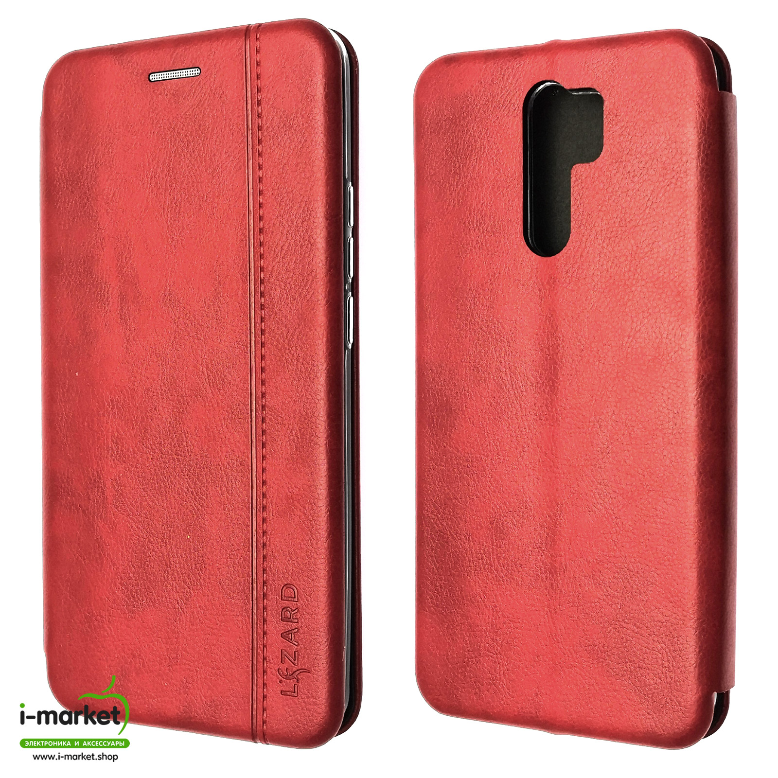 Чехол книжка LIZARD для XIAOMI Redmi 9, экокожа, визитница, цвет красный. Чехол книжка LIZARD для XIAOMI Redmi 9, экокожа, визитница, цвет красный.