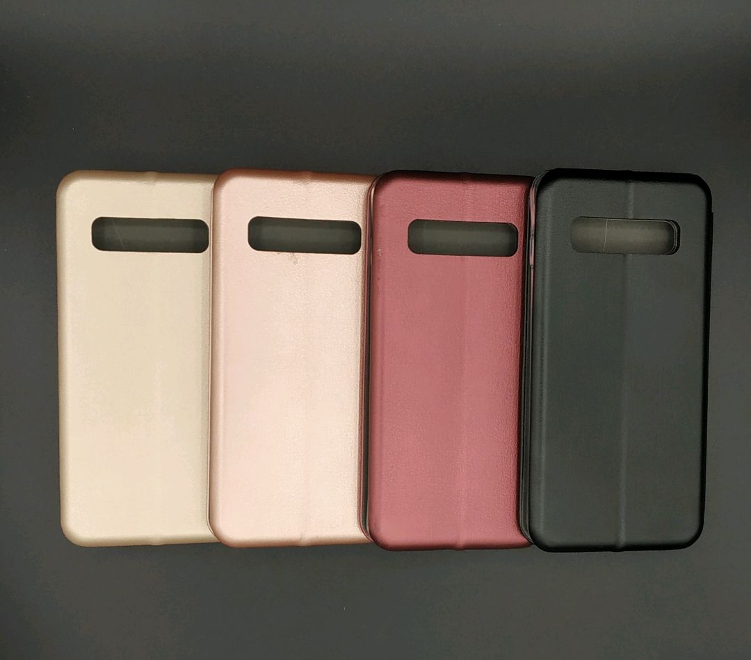 Чехол книжка для SAMSUNG Galaxy S10 (SM-G973), экокожа, визитница, цвет малиновый.