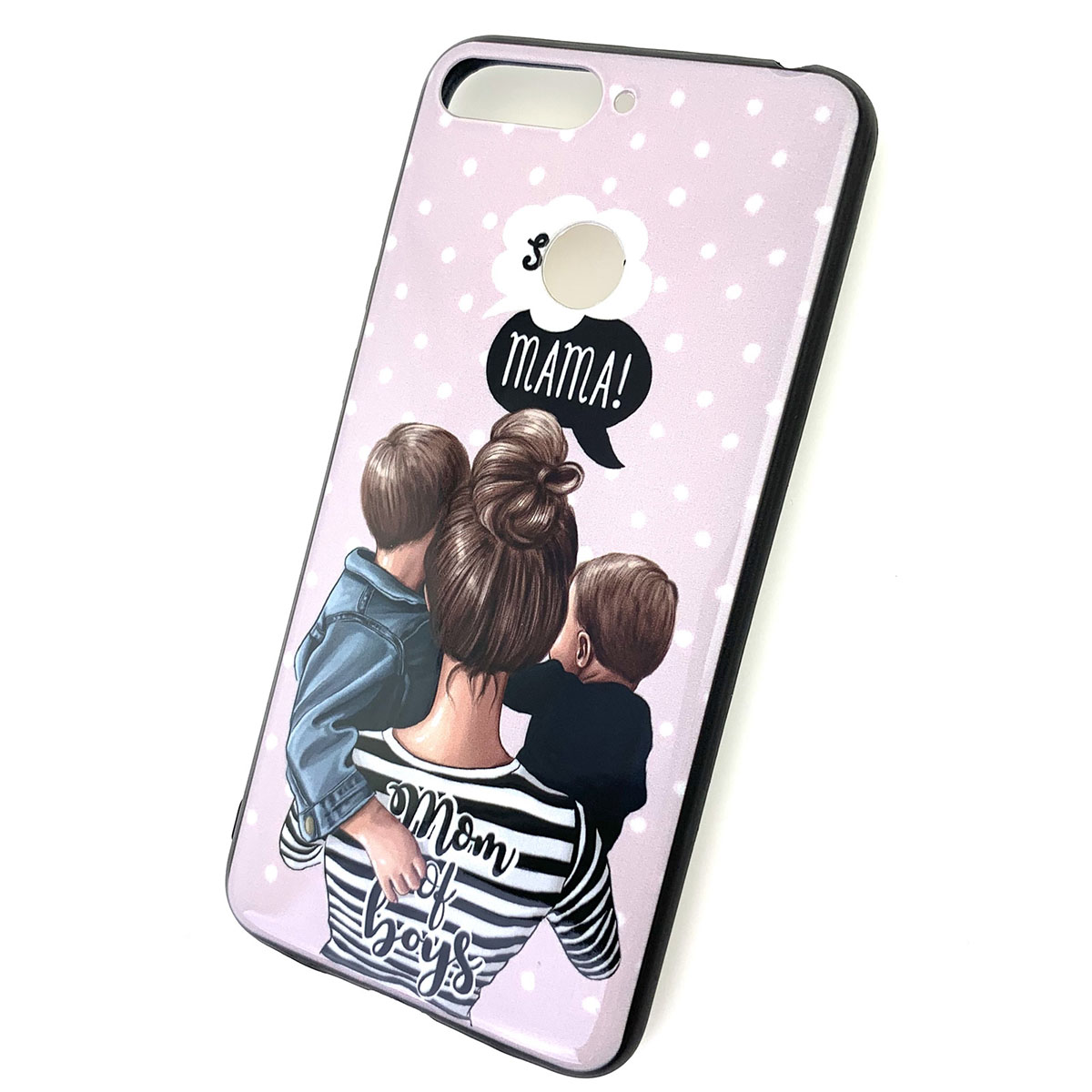 Чехол накладка для HUAWEI HONOR 7A PRO, HONOR 7C, Y6 2018, Y6 PRIME, силикон, рисунок super MAMA Mom of boys.
