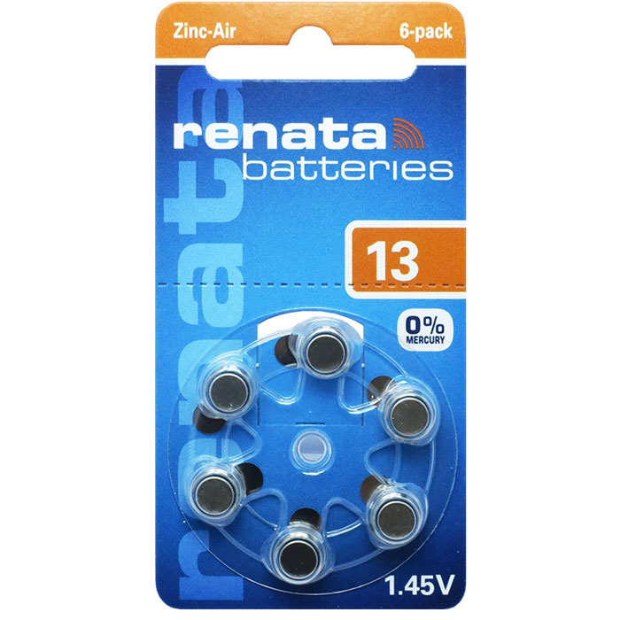 Батарейка RENATA ZA13 (PR48,AC13,DA13) BL6 (для слуховых аппаратов)