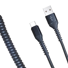 USB Дата-кабель R22 Type-C aka USB-C, витой, силикон, длина 1 метр, 3A, цвет черный USB Дата-кабель R22 Type-C aka USB-C, витой, силикон, длина 1 метр, 3A, цвет черный