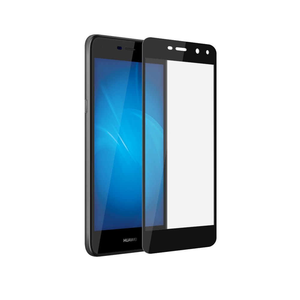 Защитное стекло 2D для HUAWEI Y5 II ударопрочное кант чёрный.