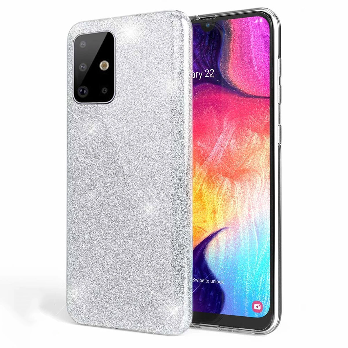 Чехол накладка Shine для SAMSUNG Galaxy A51 (SM-A515), силикон, блестки, цвет серебристый Чехол накладка Shine для SAMSUNG Galaxy A51 (SM-A515), силикон, блестки, цвет серебристый