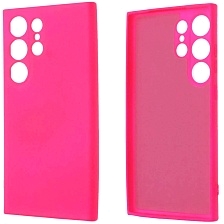 Чехол накладка NANO для SAMSUNG Galaxy S24 Ultra, защита камеры, силикон, бархат, цвет фуксия