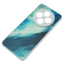 Чехол накладка для XIAOMI Redmi 14C, POCO C75, пластик, силикон, защита камеры, рисунок Морская бирюза
