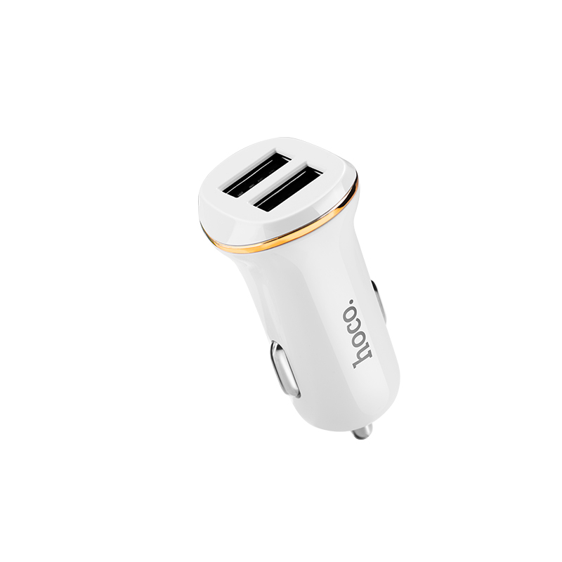 АЗУ (Автомобильное зарядное устройство) HOCO Z1, 2.1A, 2 USB, цвет белый АЗУ (Автомобильное зарядное устройство) HOCO Z1, 2.1A, 2 USB, цвет белый