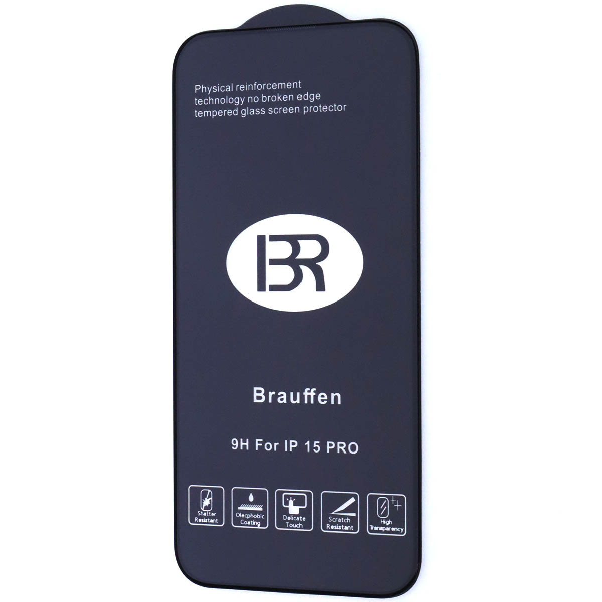 Защитное стекло 5D BRAUFFEN для APPLE iPhone 15 Pro (6.1"), цвет окантовки черный