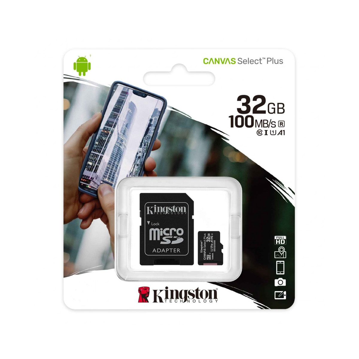 Карта памяти MicroSDHC 32GB KINGSTON CANVAS Select Plus Class 10, 100MB/s, с адаптером Карта памяти MicroSDHC 32GB KINGSTON CANVAS Select Plus Class 10, 100MB/s, с адаптером
