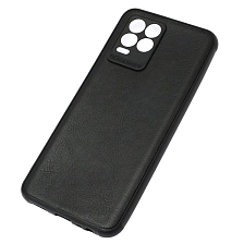 Чехол накладка для Realme 8, Realme 8 Pro, силикон, искусственная кожа, цвет черный Чехол накладка для Realme 8, Realme 8 Pro, силикон, искусственная кожа, цвет черный
