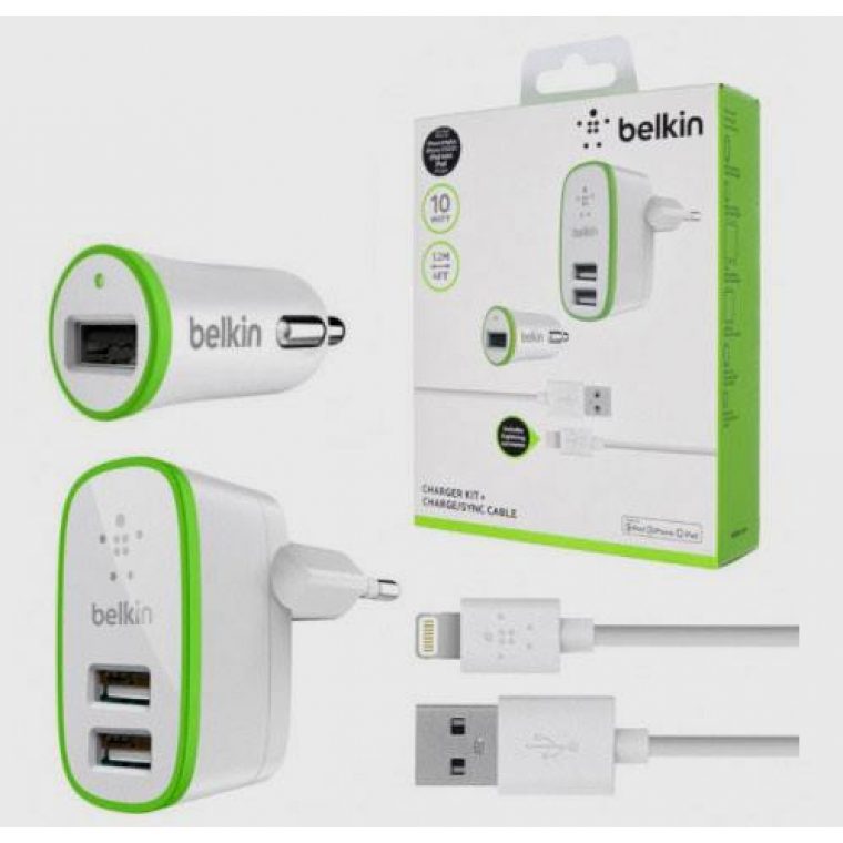Сетевое зарядное устройство 3in1 Belkin, АП сет. 2.1А/2USB, АП авто 2.1А/1USB, кабель белый. Сетевое зарядное устройство 3in1 Belkin, АП сет. 2.1А/2USB, АП авто 2.1А/1USB, кабель белый.
