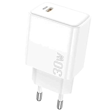 СЗУ (Сетевое зарядное устройство) BOROFONE BA77A, 30W, 1 USB Type C, PD30W, QC3.0, цвет белый СЗУ (Сетевое зарядное устройство) BOROFONE BA77A, 30W, 1 USB Type C, PD30W, QC3.0, цвет белый
