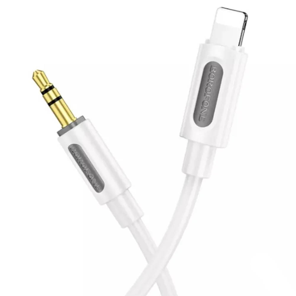 Аудио кабель, переходник BOROFONE BL20 True AUX (Jack 3.5 мм) на Lightning 8 pin, длина 1 метр, цвет белый