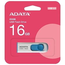 Флешка USB 2.0 16GB ADATA C008, цвет бело голубой