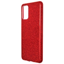 Чехол накладка Shine для SAMSUNG Galaxy S20 Plus (SM-G985), силикон, блестки, цвет красный
