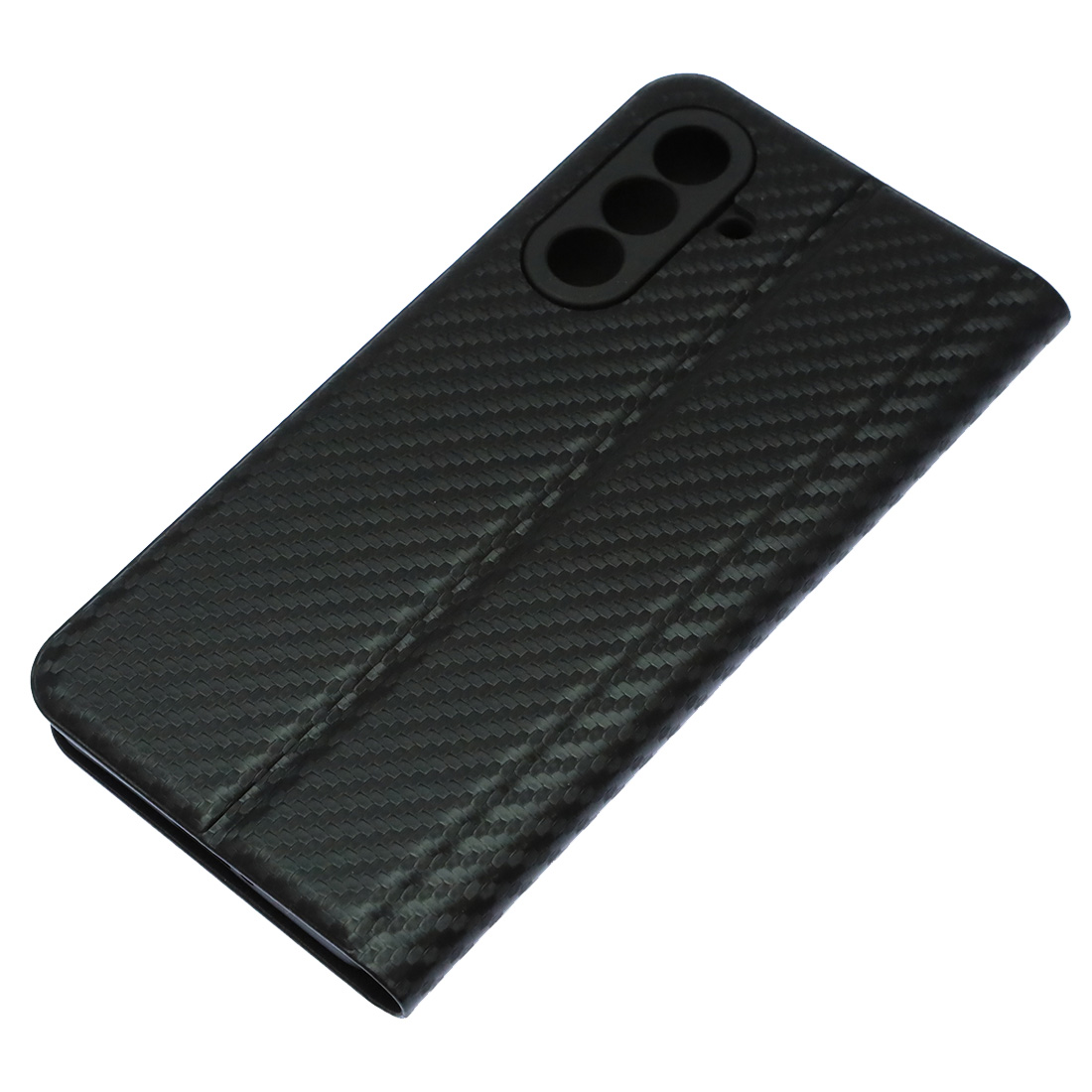 Чехол книжка CHESS для SAMSUNG Galaxy A56, текстура карбон, визитница, цвет черный