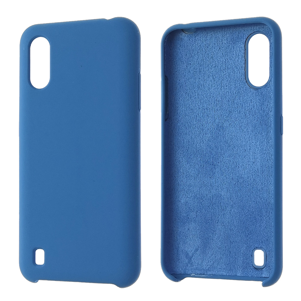 Чехол накладка Silicon Cover для SAMSUNG Galaxy A01 (SM-A015), силикон, бархат, цвет джинсовый | РЕТРО 6