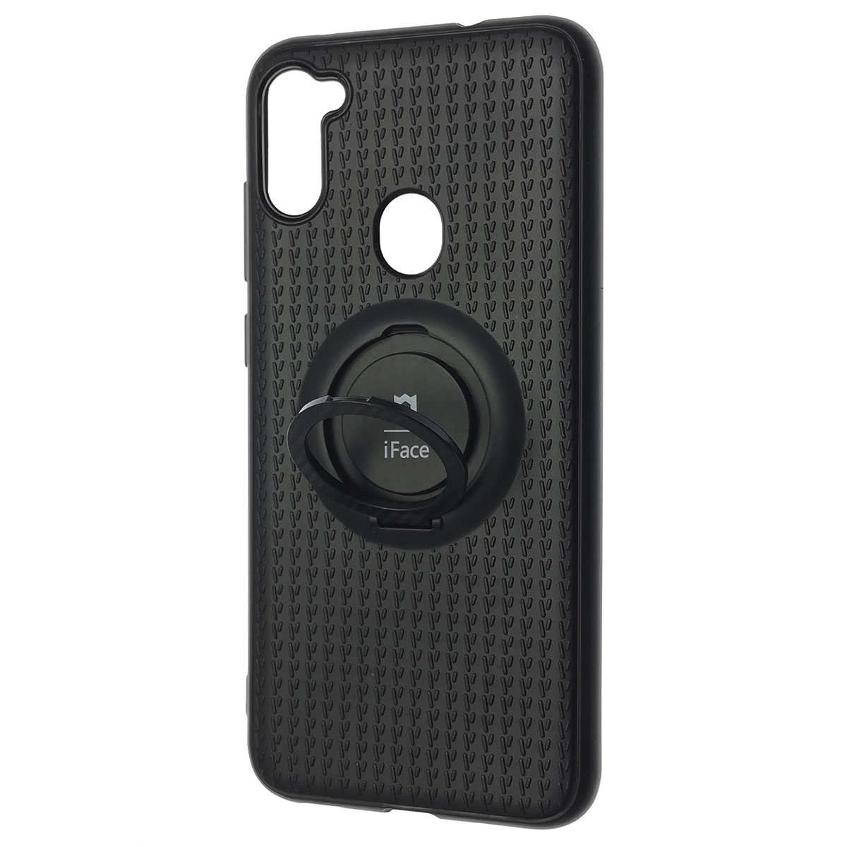 Чехол накладка iFace для SAMSUNG Galaxy A11 (SM-A115), Galaxy M11 (M115), силикон, кольцо держатель, цвет черный.