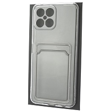 Чехол накладка CARD CASE для HUAWEI Honor X8, защита камеры, силикон, отдел для карт, цвет прозрачный Чехол накладка CARD CASE для HUAWEI Honor X8, защита камеры, силикон, отдел для карт, цвет прозрачный