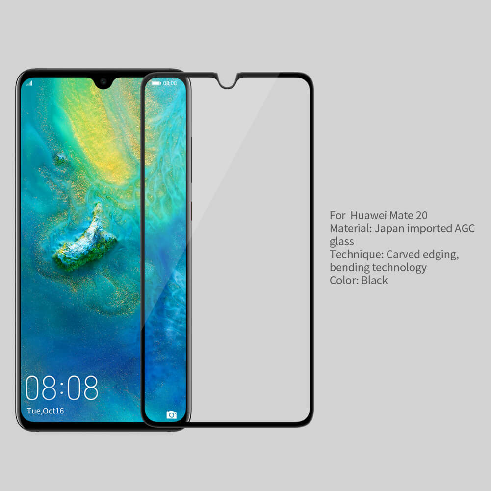 Защитное стекло "5D" GLASS FULL GLUE для HUAWEI Mate 20, цвет канта черный.