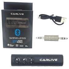 Bluetooth ресивер CARLIVE BT-450 AUX, цвет черный Bluetooth ресивер CARLIVE BT-450 AUX, цвет черный