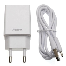 СЗУ (Сетевое зарядное устройство) REMAX RP-U95, 2.4A, 1 USB, кабель Type C, длина 1м, цвет белый СЗУ (Сетевое зарядное устройство) REMAX RP-U95, 2.4A, 1 USB, кабель Type C, длина 1м, цвет белый