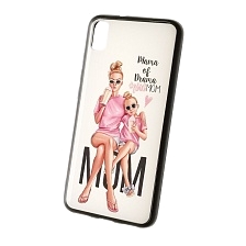 Чехол накладка для XIAOMI Redmi 7A, силикон, рисунок Mama of Drama girl MOM.