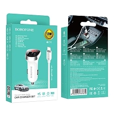 АЗУ (Автомобильное зарядное устройство) BOROFONE BZ15 Auspicious с кабелем APPLE Lightning 8 pin, 2.4А, 12W, 2xUSB, цвет черный АЗУ (Автомобильное зарядное устройство) BOROFONE BZ15 Auspicious с кабелем APPLE Lightning 8 pin, 2.4А, 12W, 2xUSB, цвет черный