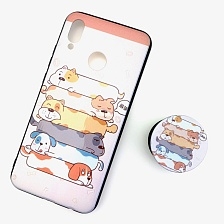 Чехол накладка для HUAWEI P20 Lite, Nova 3E, силикон, с поп сокетом, рисунок Собаки.