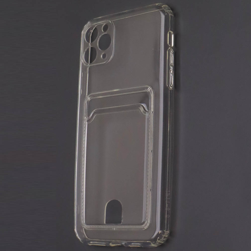 Чехол накладка CARD CASE для APPLE iPhone 11 Pro Max, силикон, защита камеры, отдел для карт, цвет прозрачный Чехол накладка CARD CASE для APPLE iPhone 11 Pro Max, силикон, защита камеры, отдел для карт, цвет прозрачный