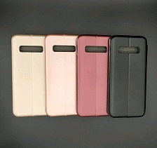 Чехол книжка для SAMSUNG Galaxy S10 Plus (SM-G975), экокожа, визитница, цвет черный.