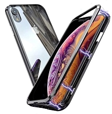 Чехол магнитный для APPLE iPhone XR, стекло, металл, цвет серебристо белый