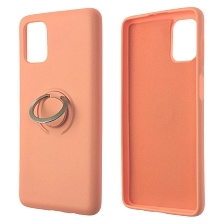 Чехол накладка RING для SAMSUNG Galaxy M51 (SM-515), силикон, бархат, кольцо держатель, цвет персиковый Чехол накладка RING для SAMSUNG Galaxy M51 (SM-515), силикон, бархат, кольцо держатель, цвет персиковый