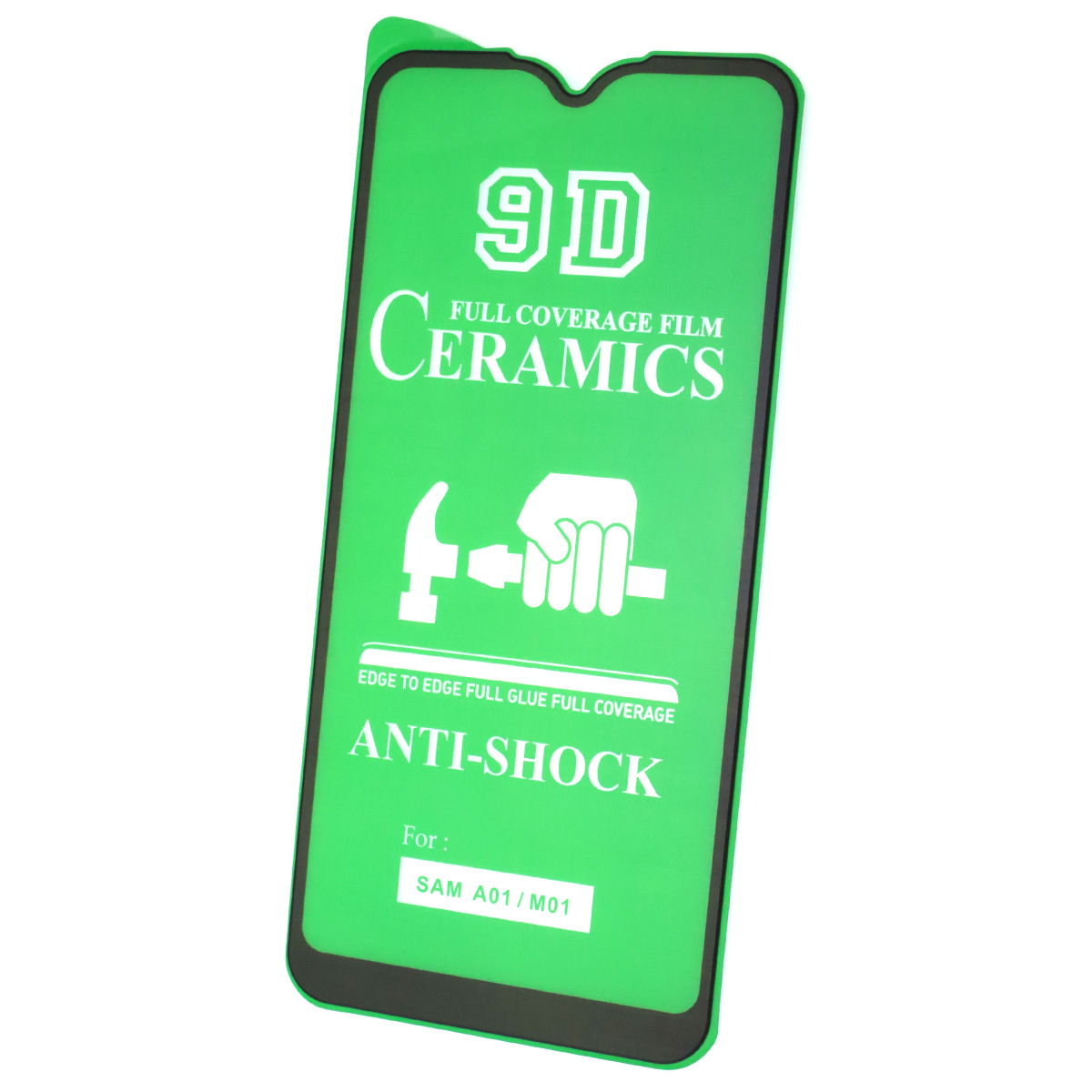 Защитное стекло 9D Ceramics для SAMSUNG Galaxy A01 (SM-A015), M01 (SM-M015), цвет окантовки черный