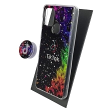 Чехол накладка для SAMSUNG Galaxy A21S (SM-A217), силикон, фактурный глянец, с поп сокетом, рисунок Tik Tok Чехол накладка для SAMSUNG Galaxy A21S (SM-A217), силикон, фактурный глянец, с поп сокетом, рисунок Tik Tok