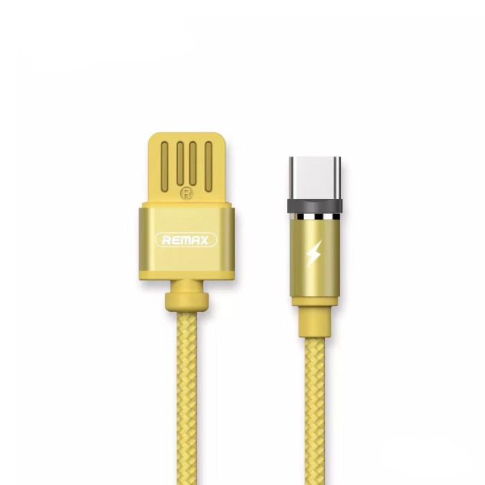 Кабель USB - MicroUSB Remax RC-095m (магнитный, оплетка ткань) Золото.