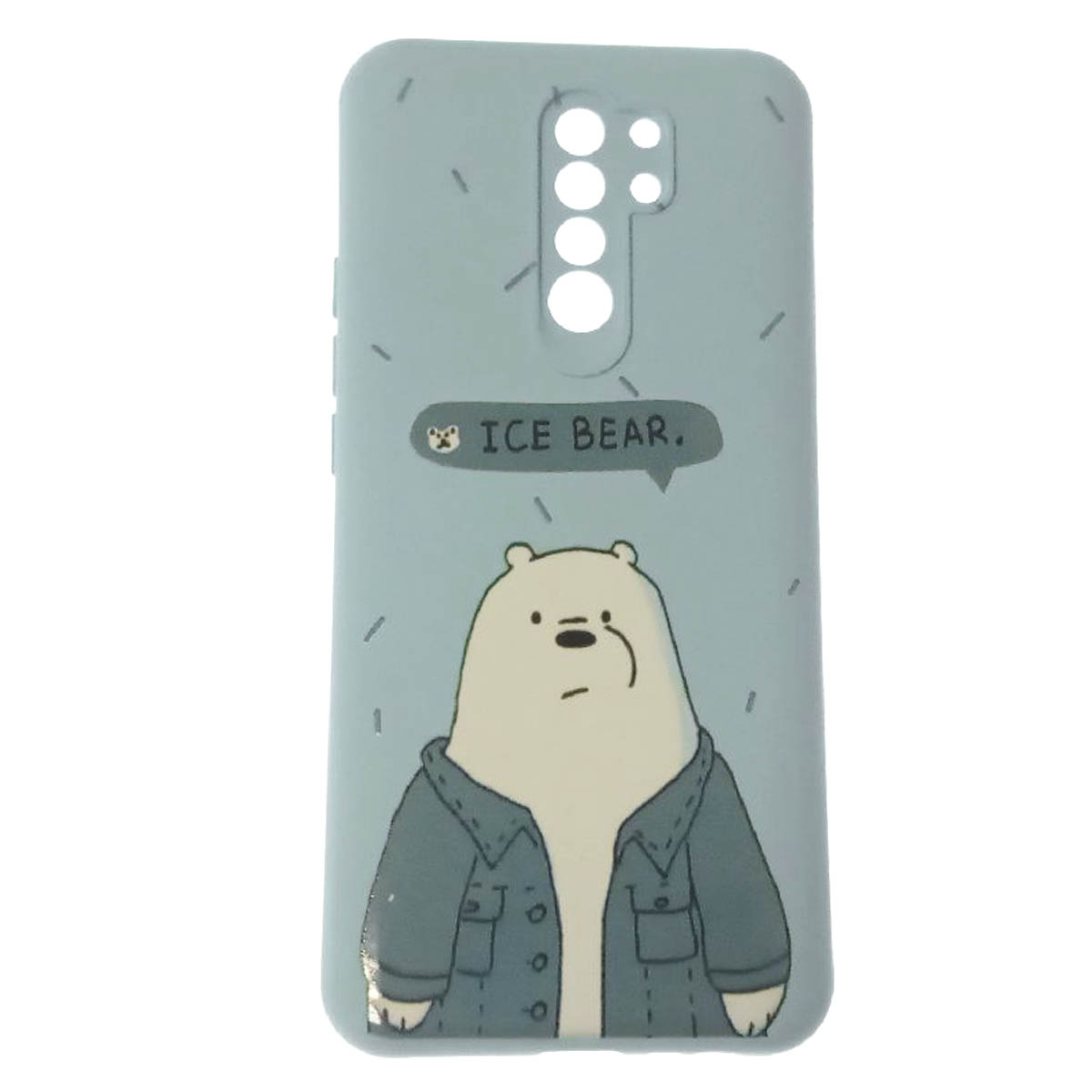 Чехол накладка для XIAOMI Redmi 9, защита камеры, силикон, бархат, рисунок ICE BEAR.