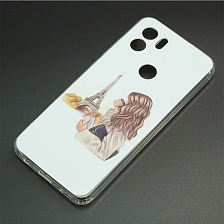 Чехол накладка для XIAOMI Redmi A1 Plus, Redmi A2 Plus, POCO C51, защита камеры, силикон, глянцевый, рисунок Девушка в Париже