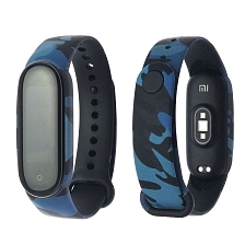 Сменный ремешок для фитнес браслета, смарт часов XIAOMI Mi Band 5, рисунок синий камуфляж. Сменный ремешок для фитнес браслета, смарт часов XIAOMI Mi Band 5, рисунок синий камуфляж.