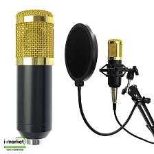 Микрофон подвесной BRF, разъем Jack 3.5, конденсаторный, цвет черный-золотистый (распродажа -70%)